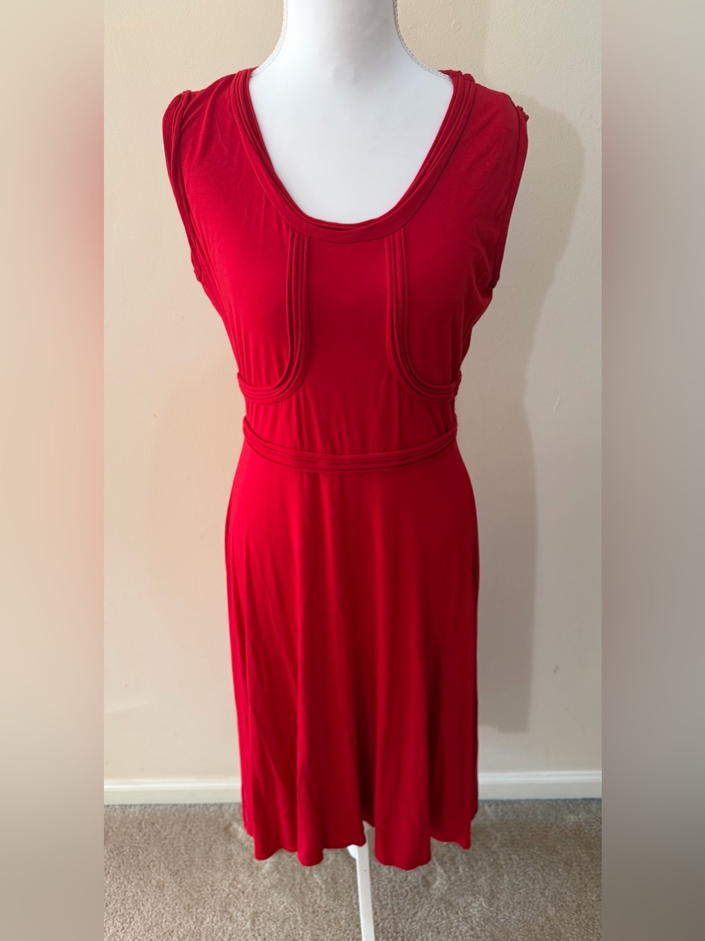 M Studio Red Sleeveless Midi Dress with Red Outlines Size Medium NWT
